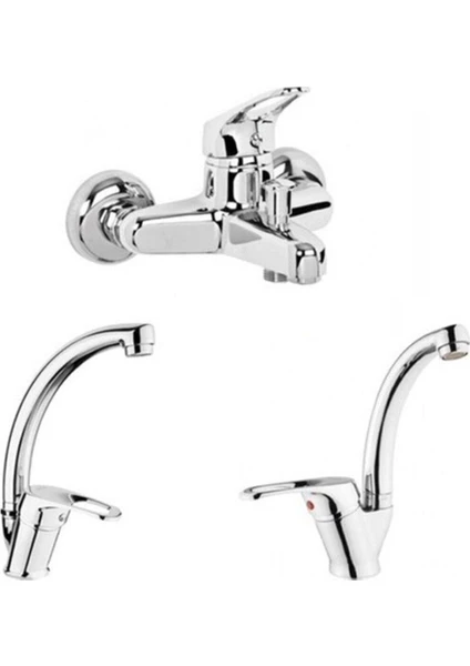 ŞİMŞEK BATARYA KARDELEN EKONOMİK  3LÜ SET BANYO EVYE LAVABO